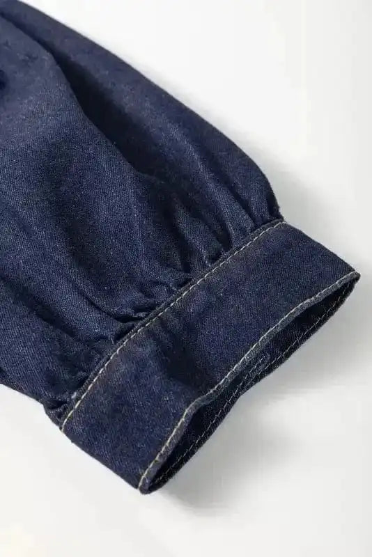 Denim Dresses Mini Denim Dress - Short Puff Sleeve