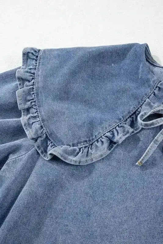 Denim Dresses Puff Sleeve Denim Mini Dress