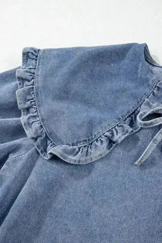 Denim Dresses Puff Sleeve Denim Mini Dress