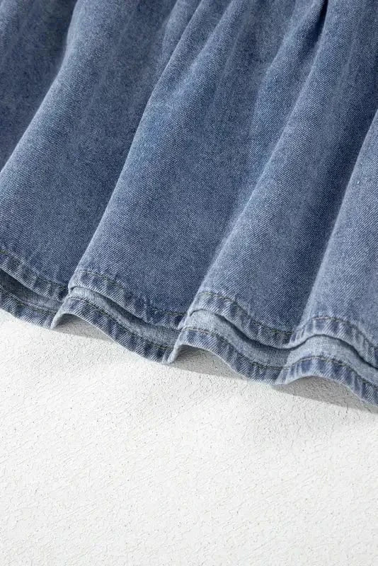 Denim Dresses Puff Sleeve Denim Mini Dress
