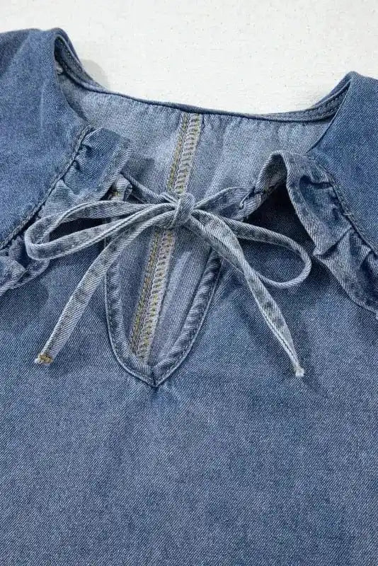 Denim Dresses Puff Sleeve Denim Mini Dress