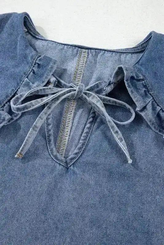 Denim Dresses Puff Sleeve Denim Mini Dress