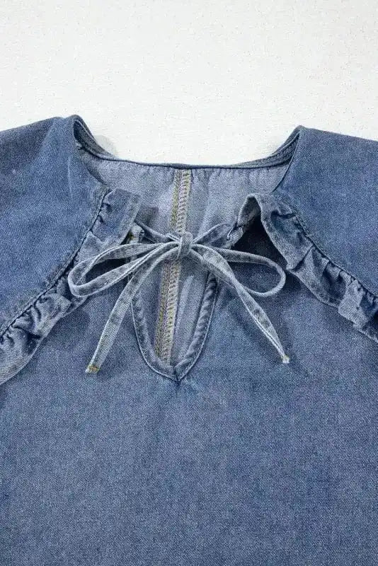 Denim Dresses Puff Sleeve Denim Mini Dress