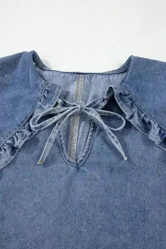 Denim Dresses Puff Sleeve Denim Mini Dress
