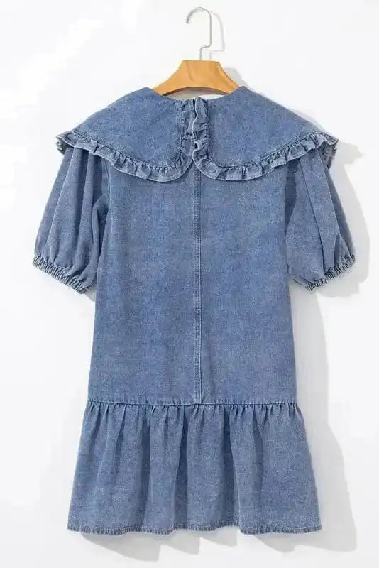 Denim Dresses Puff Sleeve Denim Mini Dress