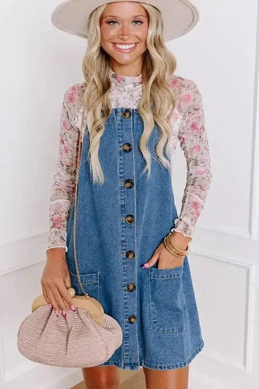 Denim Dresses Strappy Chic Denim Mini Dress