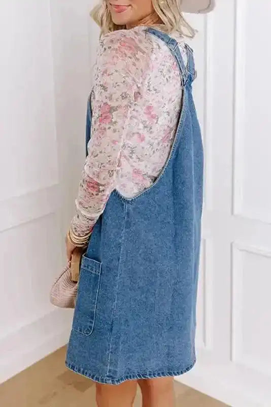 Denim Dresses Strappy Chic Denim Mini Dress