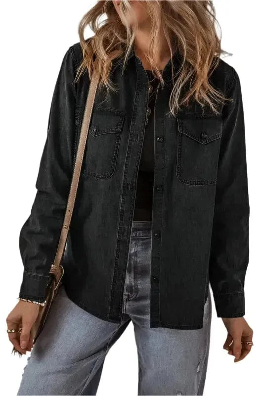 Denim Jackets Black / S / 82%Cotton+10%Polyester+8%Viscose Smart-Casual Denim Jacket
