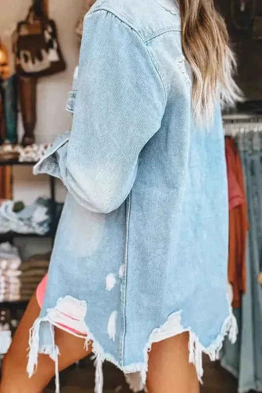 Denim Jackets Distressed Denim Duster