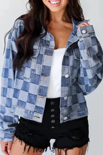 Denim Jackets Light Blue / S / 56%Cotton+44%Polyester Checkmate Denim Jacket
