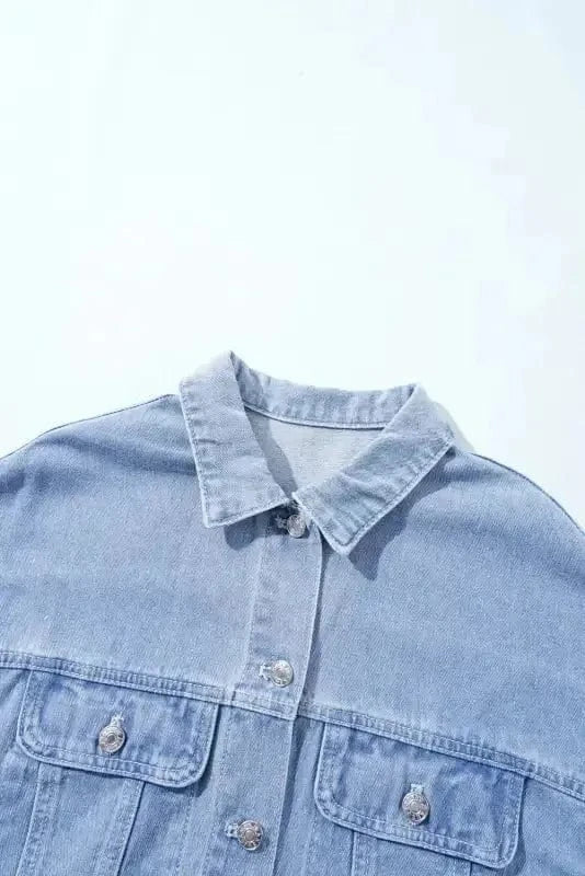 Denim Jackets Plaid Fusion Oversized Denim Jacket