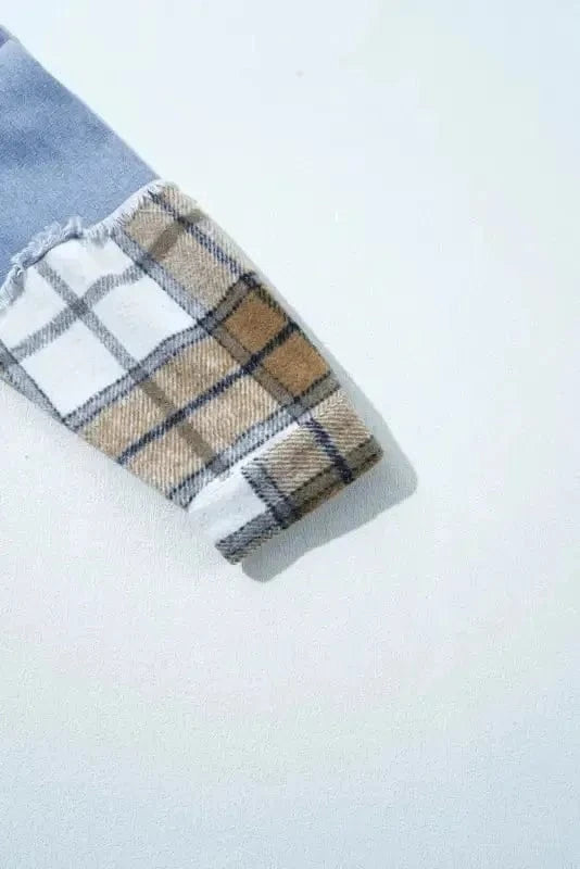 Denim Jackets Plaid Fusion Oversized Denim Jacket