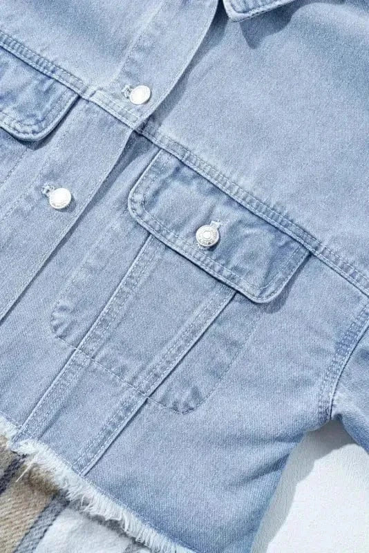 Denim Jackets Plaid Fusion Oversized Denim Jacket