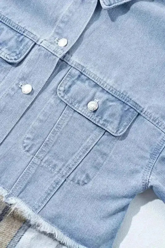 Denim Jackets Plaid Fusion Oversized Denim Jacket