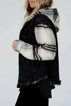 Denim Jackets Rebel Plaid Hooded Denim Jacket