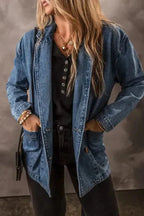 Denim Jackets Sail Blue / S / 75%Cotton+25%Polyester Urban Edge Lapel Denim Jacket