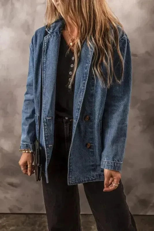 Denim Jackets Urban Edge Lapel Denim Jacket