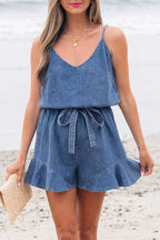 Denim Rompers Ashleigh Strappy Chambray Romper - Denim Jumpsuit for Women | Summer Casual Playsuit