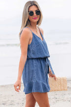 Denim Rompers Ashleigh Strappy Chambray Romper - Denim Jumpsuit for Women | Summer Casual Playsuit