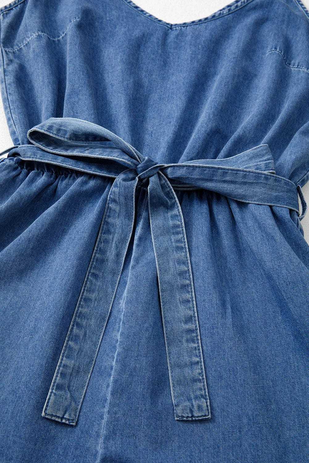 Denim Rompers Ashleigh Strappy Chambray Romper - Denim Jumpsuit for Women | Summer Casual Playsuit