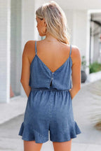 Denim Rompers Ashleigh Strappy Chambray Romper - Denim Jumpsuit for Women | Summer Casual Playsuit