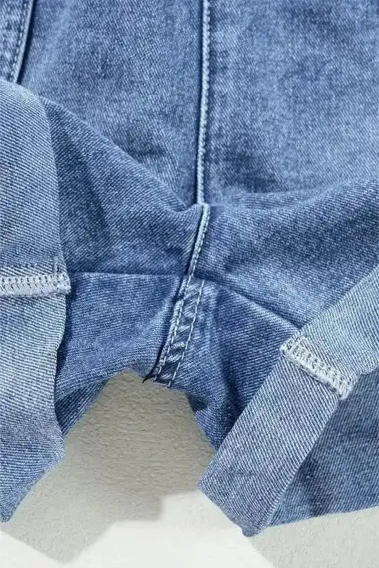 Denim Rompers Short Sleeve Denim Romper