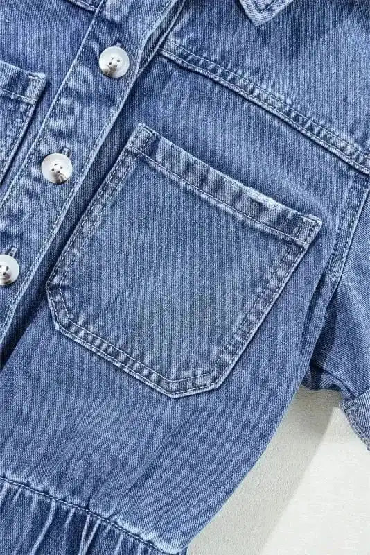 Denim Rompers Short Sleeve Denim Romper
