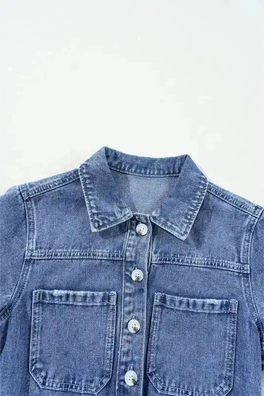 Denim Rompers Short Sleeve Denim Romper