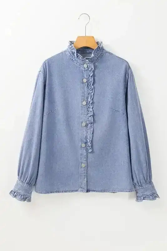 Denim Shirts Beau Blue / S / 100%Cotton Urban Ruffle Denim Shirt