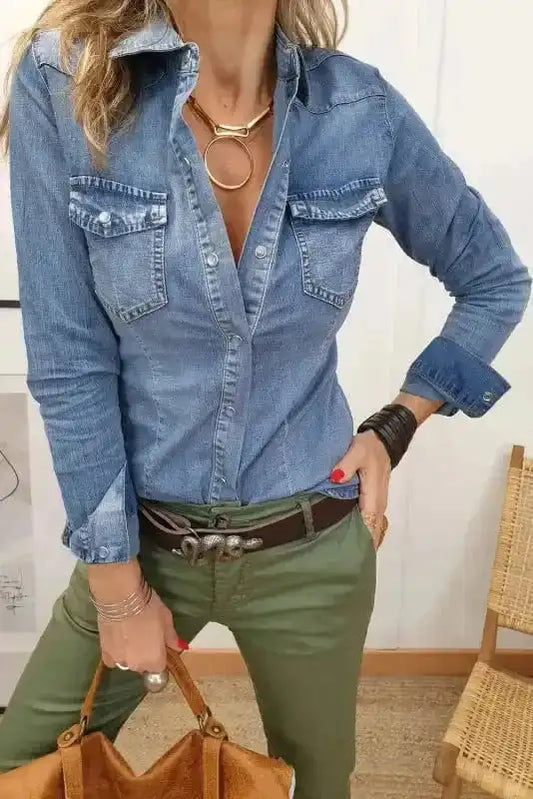 Denim Shirts Dusk Blue / S / 82%Cotton+10%Polyester+8%Viscose Twilight Tailored Denim Shirt