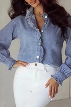 Denim Shirts Urban Ruffle Denim Shirt