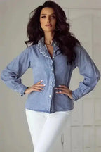 Denim Shirts Urban Ruffle Denim Shirt