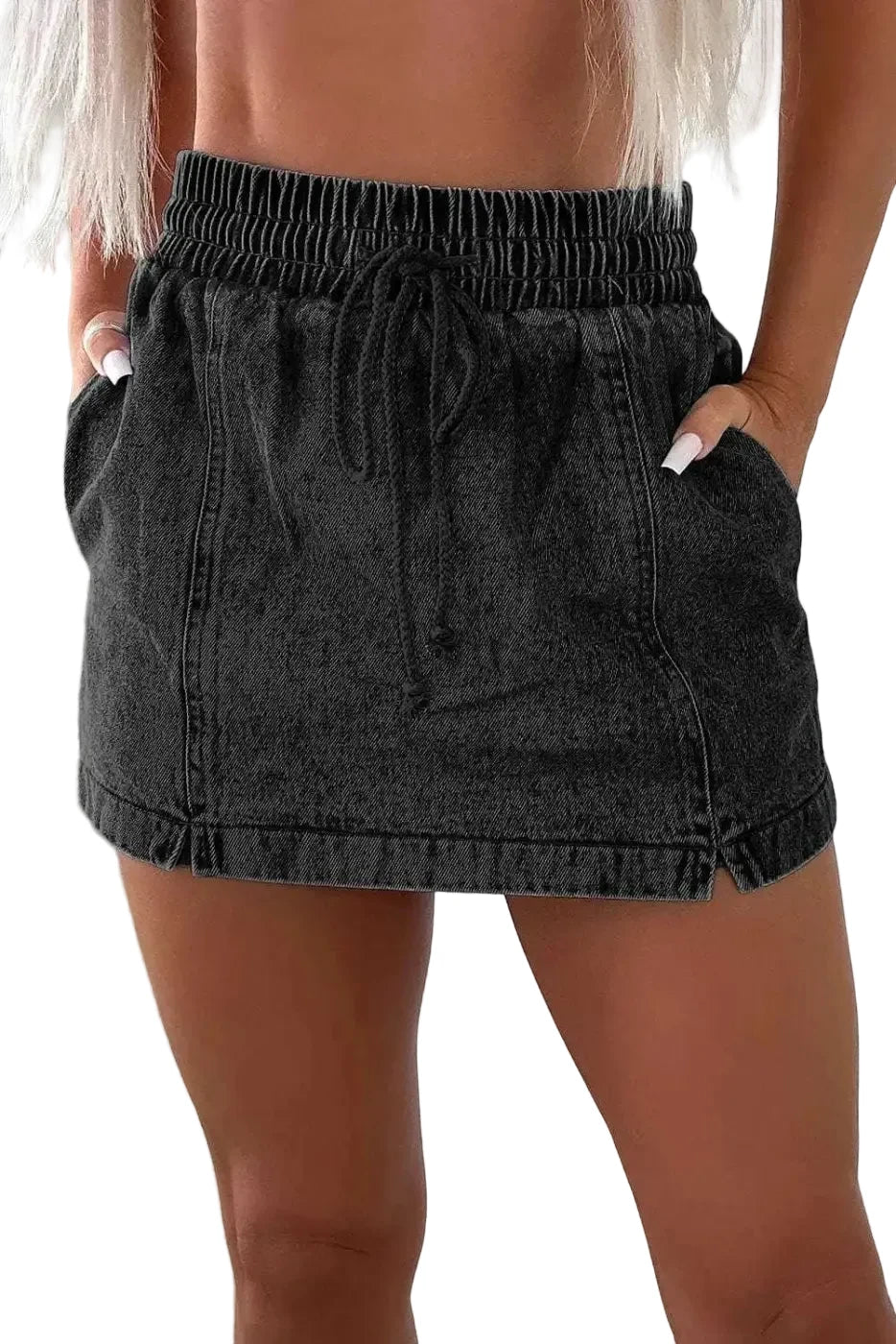 Denim Shorts Black / 4 / 72%Cotton+26%Polyester+2%Elastane Urban Chic Denim Skorts