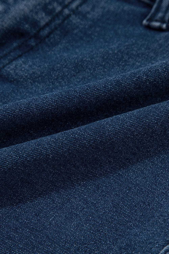 Denim Shorts Scalloped Hemline Denim Shorts