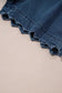Denim Shorts Scalloped Hemline Denim Shorts
