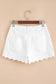 Denim Shorts Scalloped Hemline Denim Shorts