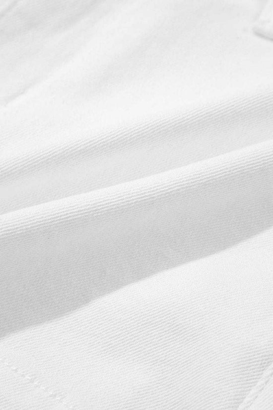 Denim Shorts Scalloped Hemline Denim Shorts