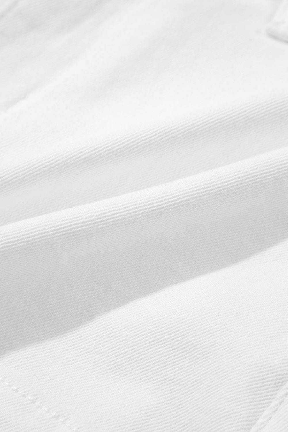 Denim Shorts Scalloped Hemline Denim Shorts