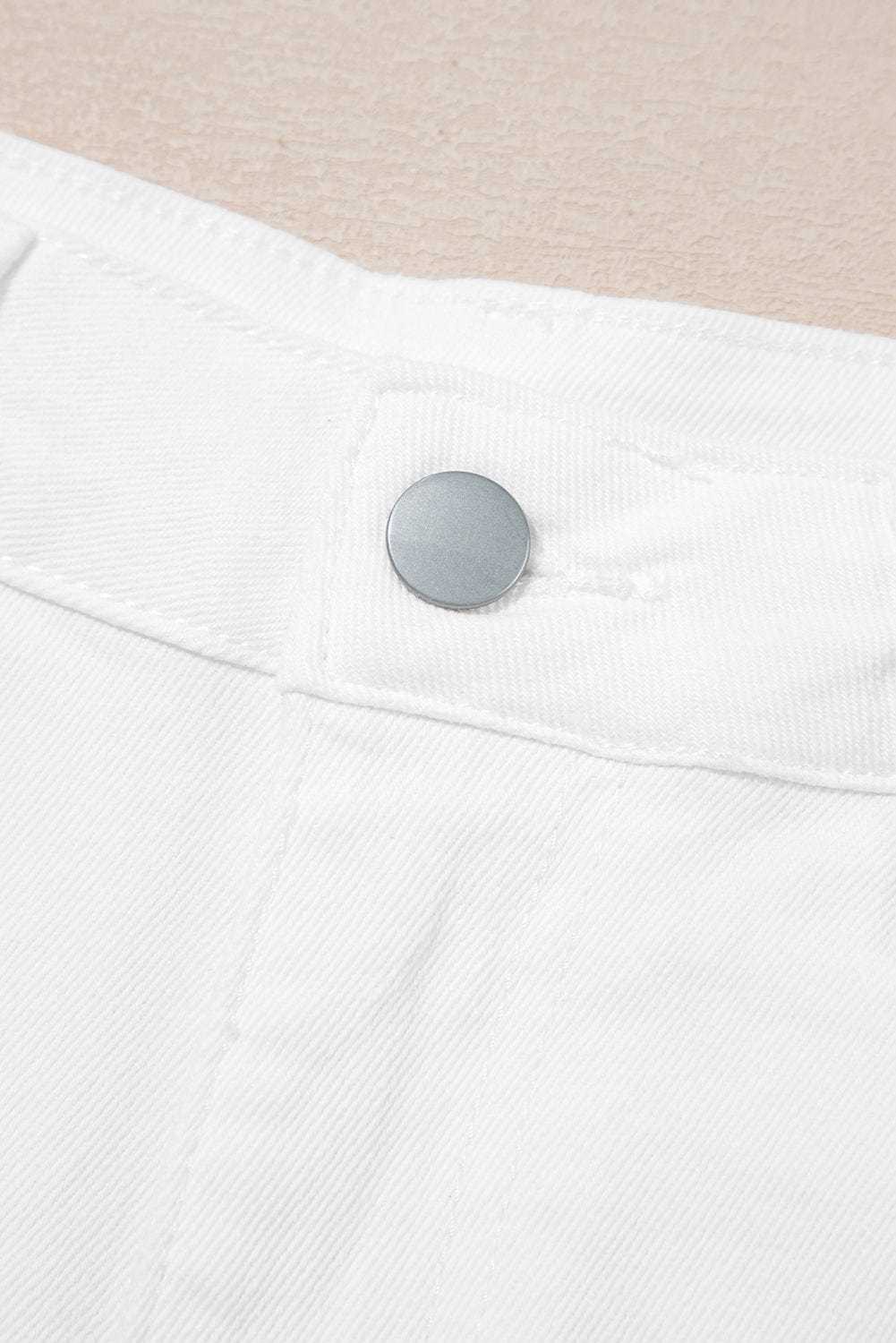 Denim Shorts Scalloped Hemline Denim Shorts