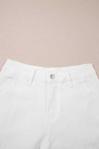 Denim Shorts Scalloped Hemline Denim Shorts