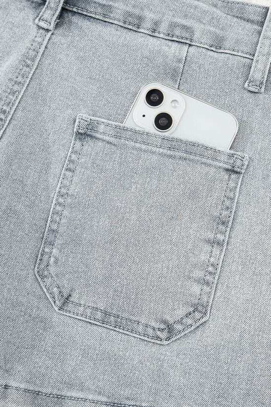 Denim Shorts Scalloped Hemline Denim Shorts