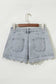 Denim Shorts Scalloped Hemline Denim Shorts