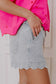 Denim Shorts Scalloped Hemline Denim Shorts
