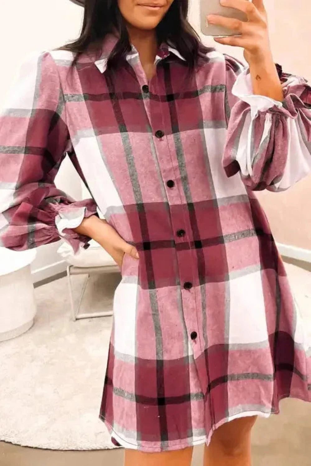 Dresses Fashionfitz Ruffled Sleeve Shirt Dress – Trendy Style