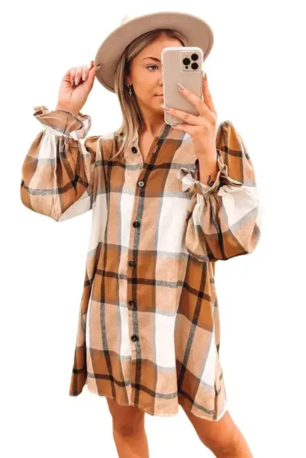 Dresses Fashionfitz Ruffled Sleeve Shirt Dress – Trendy Style