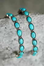 Earrings Sky Blue / ONE SIZE / alloy Sky Blue Gem Inlay Retro C-shape Earrings