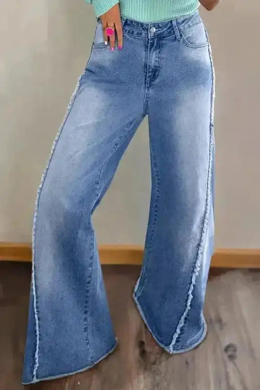 Flared Jeans Beau Blue / 4 / 71%Cotton+27.5%Polyester+1.5%Elastane Boho Hem Bell Bottom Jeans