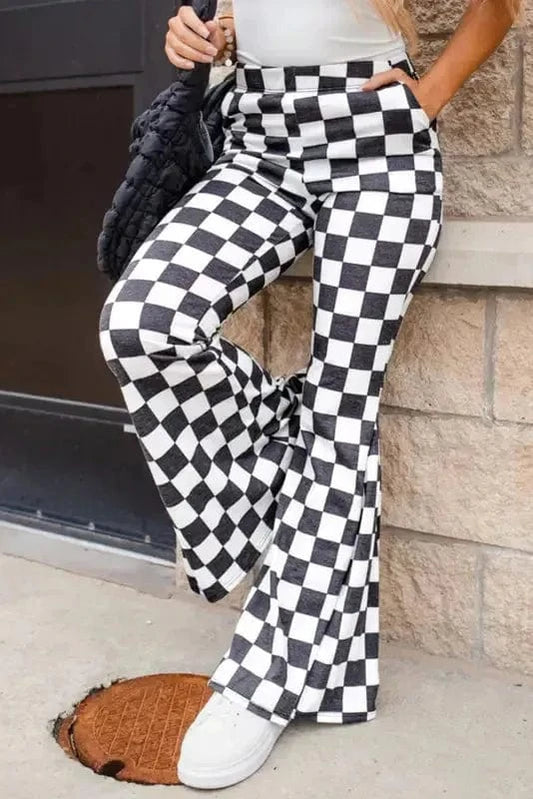 Flared Pants Black / S / 95%Polyester+5%Elastane Vista Vichy Flared Pants