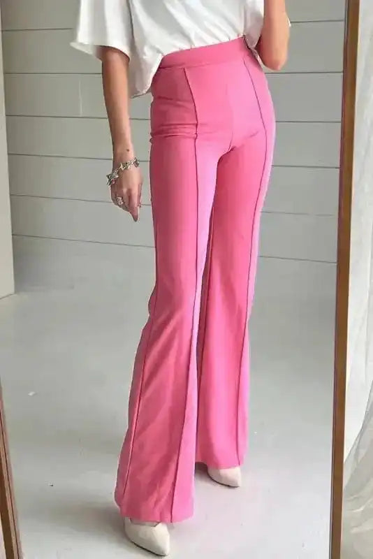 Flared Pants Sachet Pink / S / 91%Polyester+9%Elastane Urban Elegance Flared Trousers