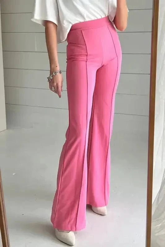 Flared Pants Sachet Pink / S / 91%Polyester+9%Elastane Urban Elegance Flared Trousers
